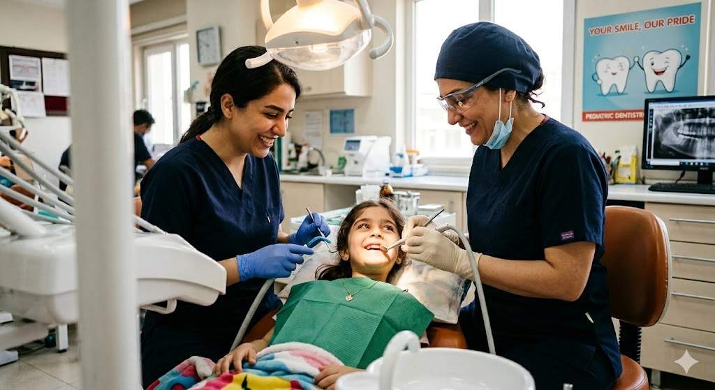 Child smiling at the dentist